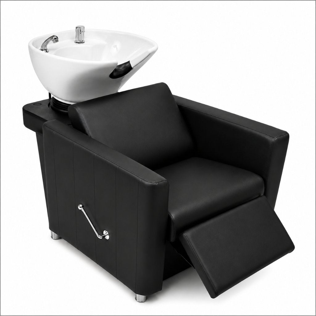 Wasunit Lumora White Basin Professionele met Zwarte Wasbak, Huis en Inrichting, Stoelen, MODERN, Leer, Zwart, Nieuw