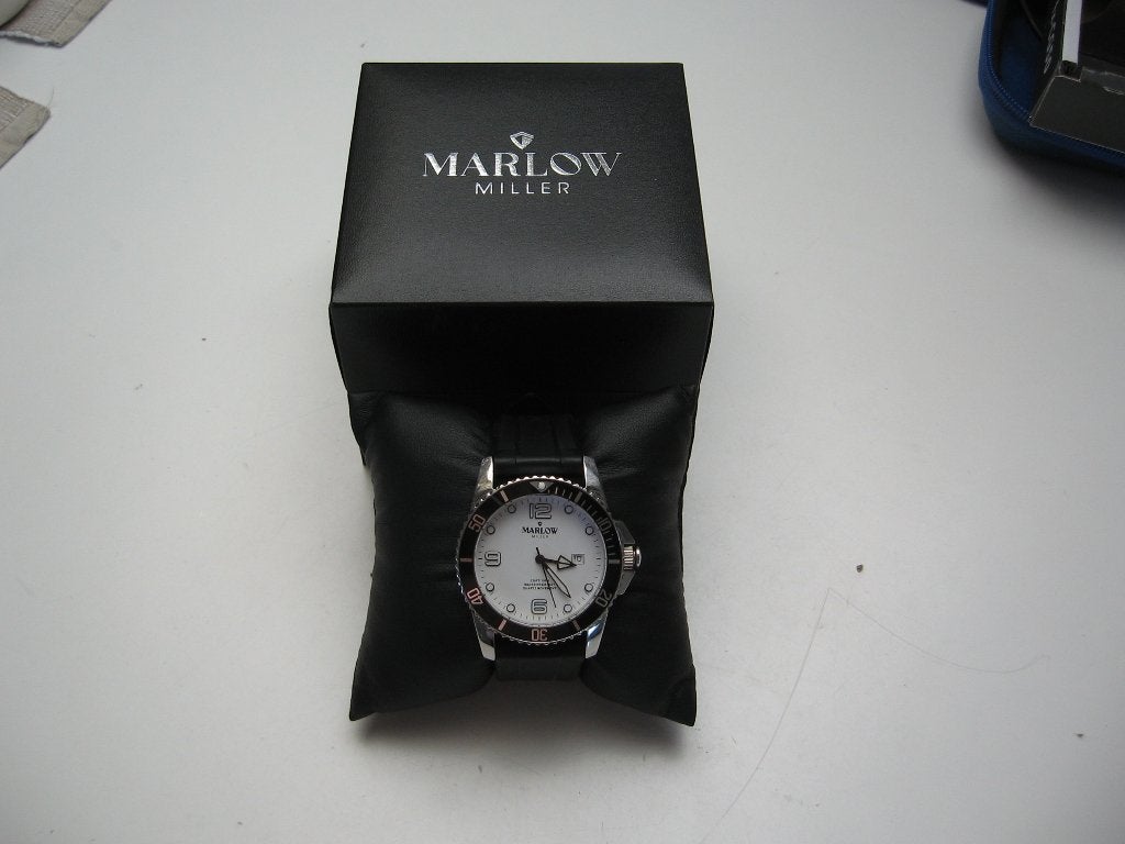 NW Marlow Miller QUARTZ horloge stalen kast zwart band €60.-, Ophalen of Verzenden, Nieuw, Overige merken