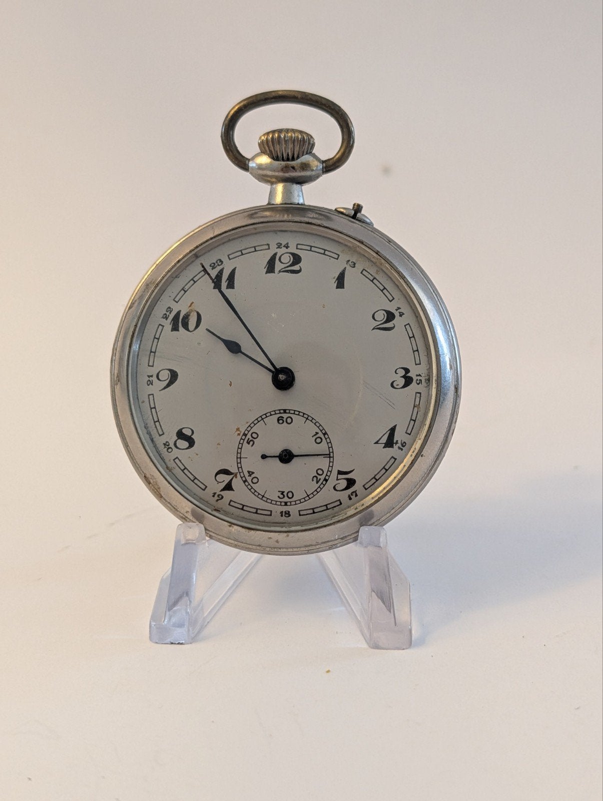 Antiek Zakhorloge - Zilverkleurig met Subseconde, Overige merken, Zakhorloge, 1900 tot 1930, Ophalen of Verzenden