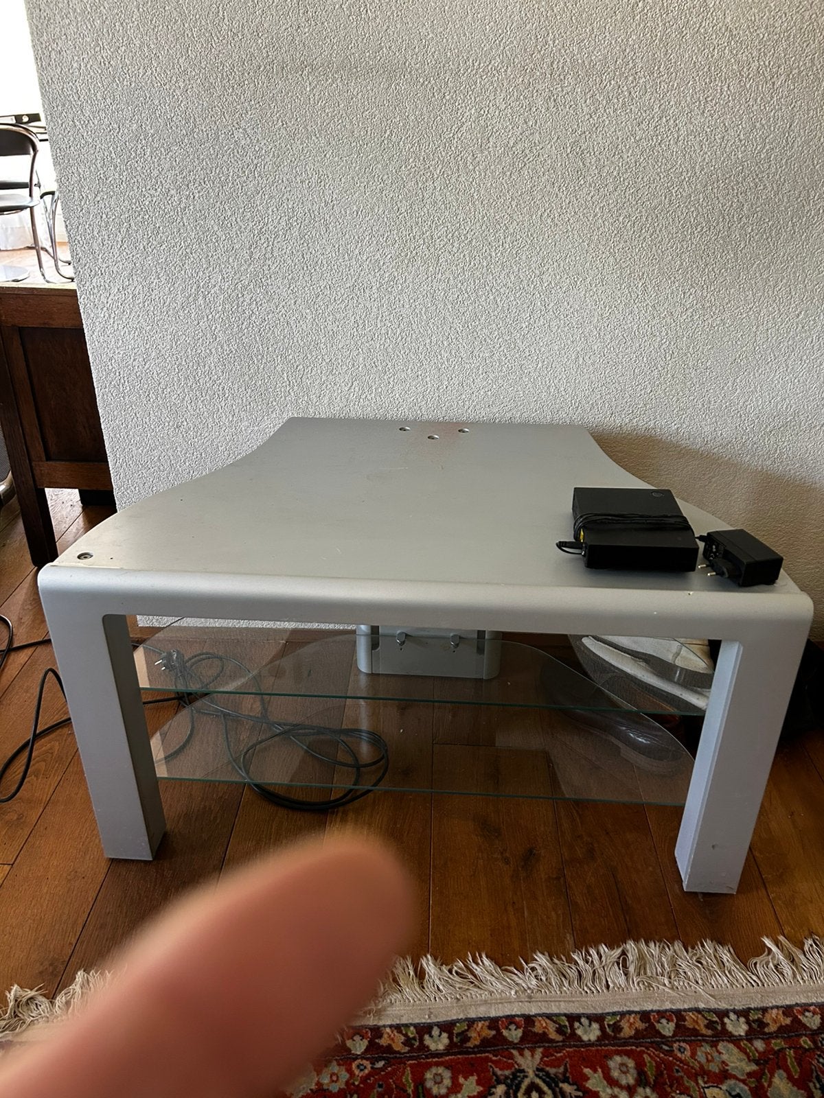 Tv tafel met glazen onderblad, Ophalen, Gebruikt, Rechthoekig, 50 tot 100 cm