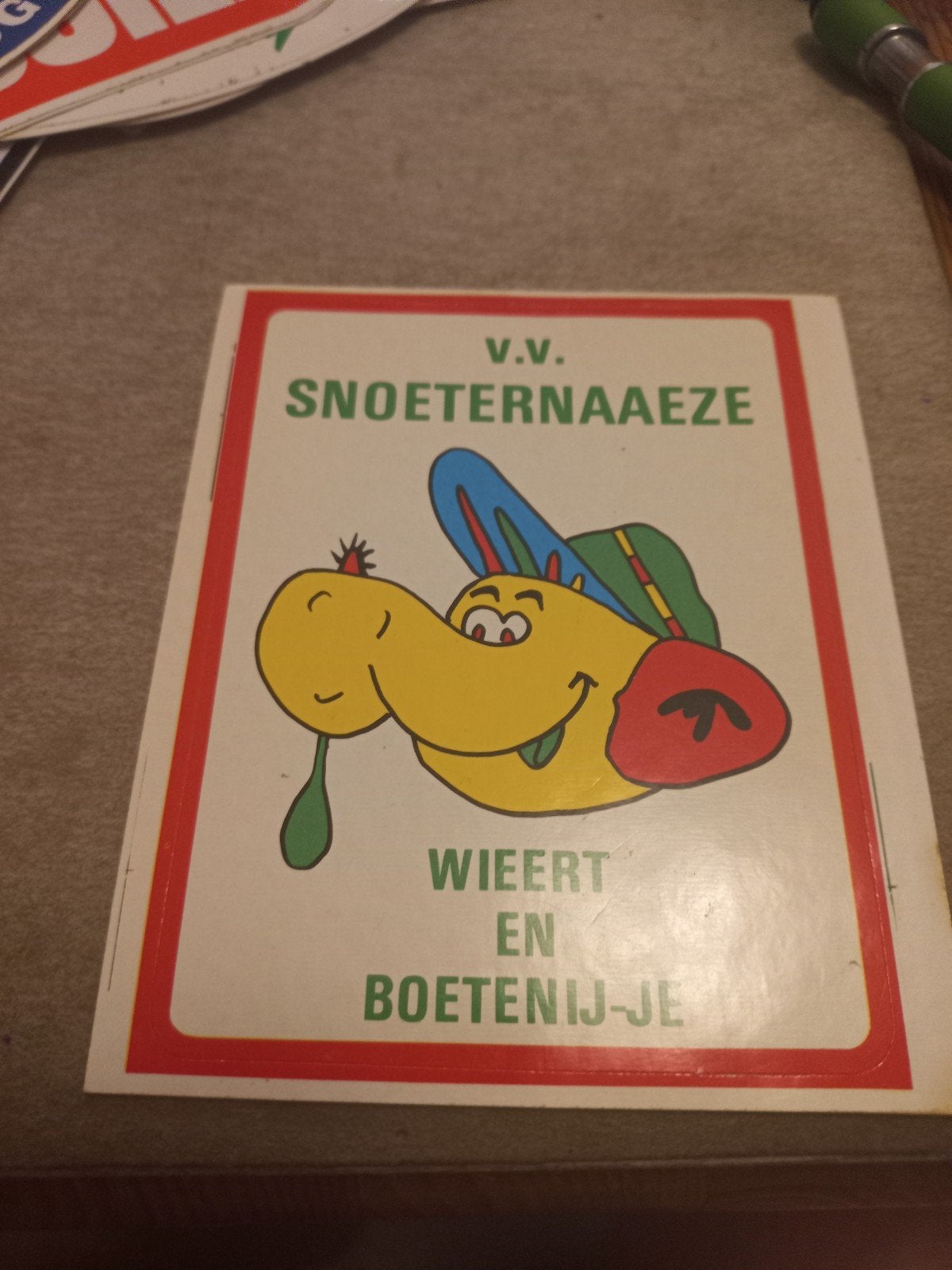 Vintage V.V. Snoeternaaze Sticker - Weert en Boetenij-je, Ophalen of Verzenden