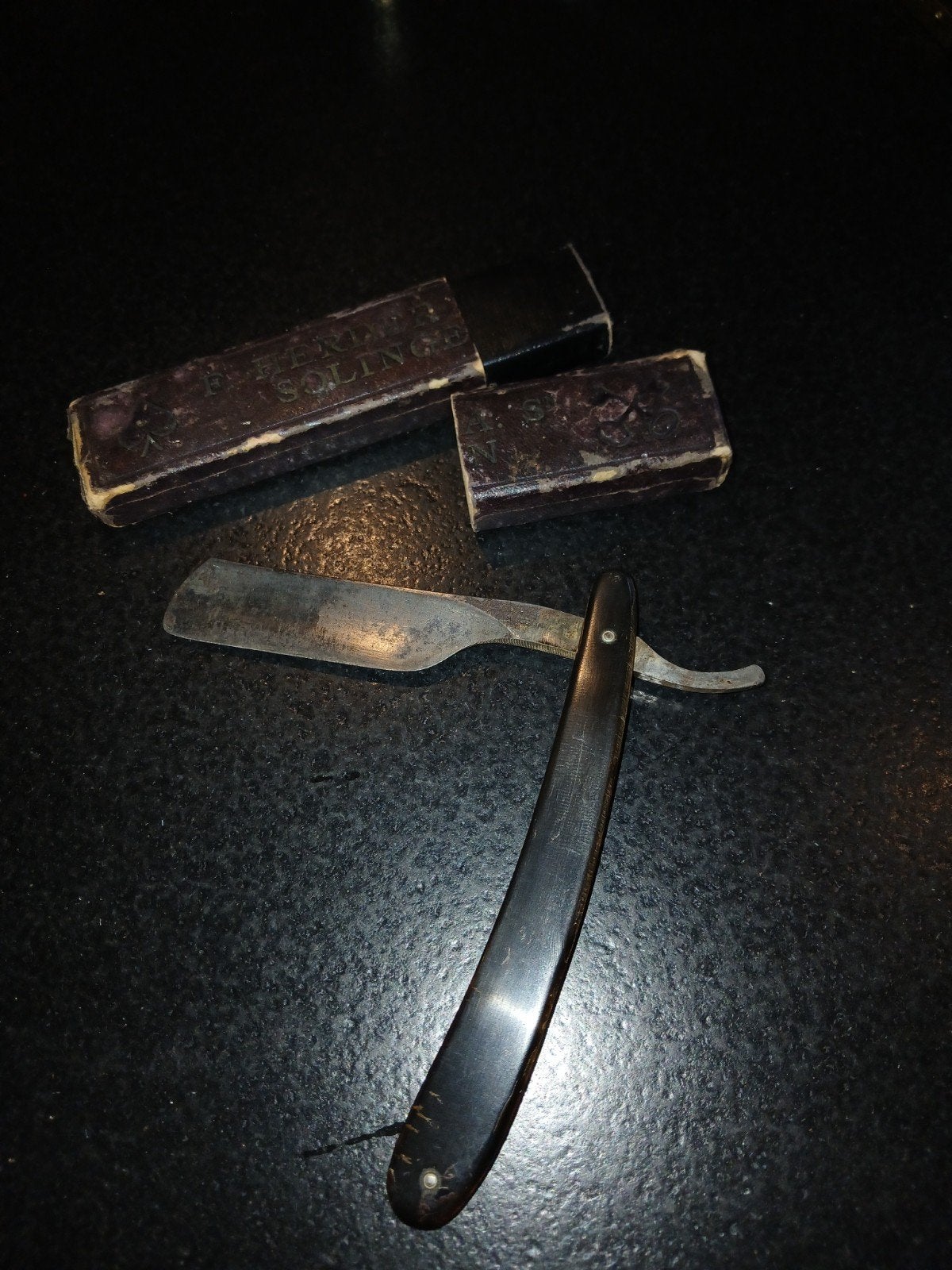 Antiek F. Herder Solingen Scheermes met Originele Doos, Ophalen of Verzenden