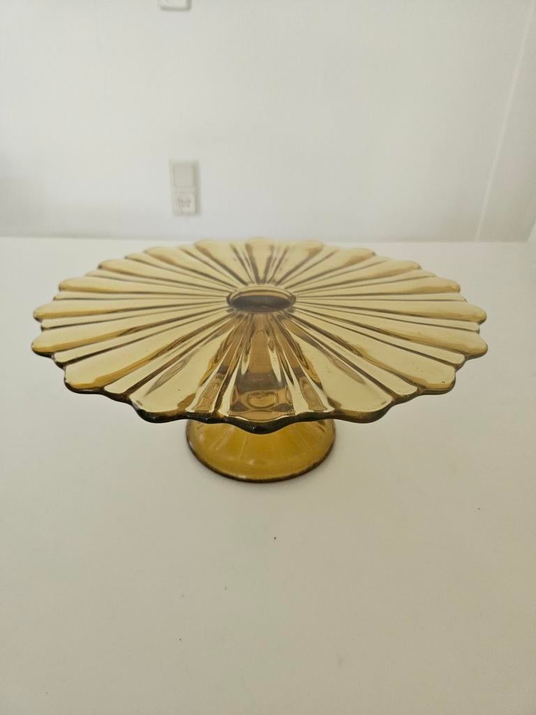 Vintage taartschaal art deco, Val Saint Lambert, Antiek en Kunst, Antiek | Glas en Kristal, Ophalen of Verzenden