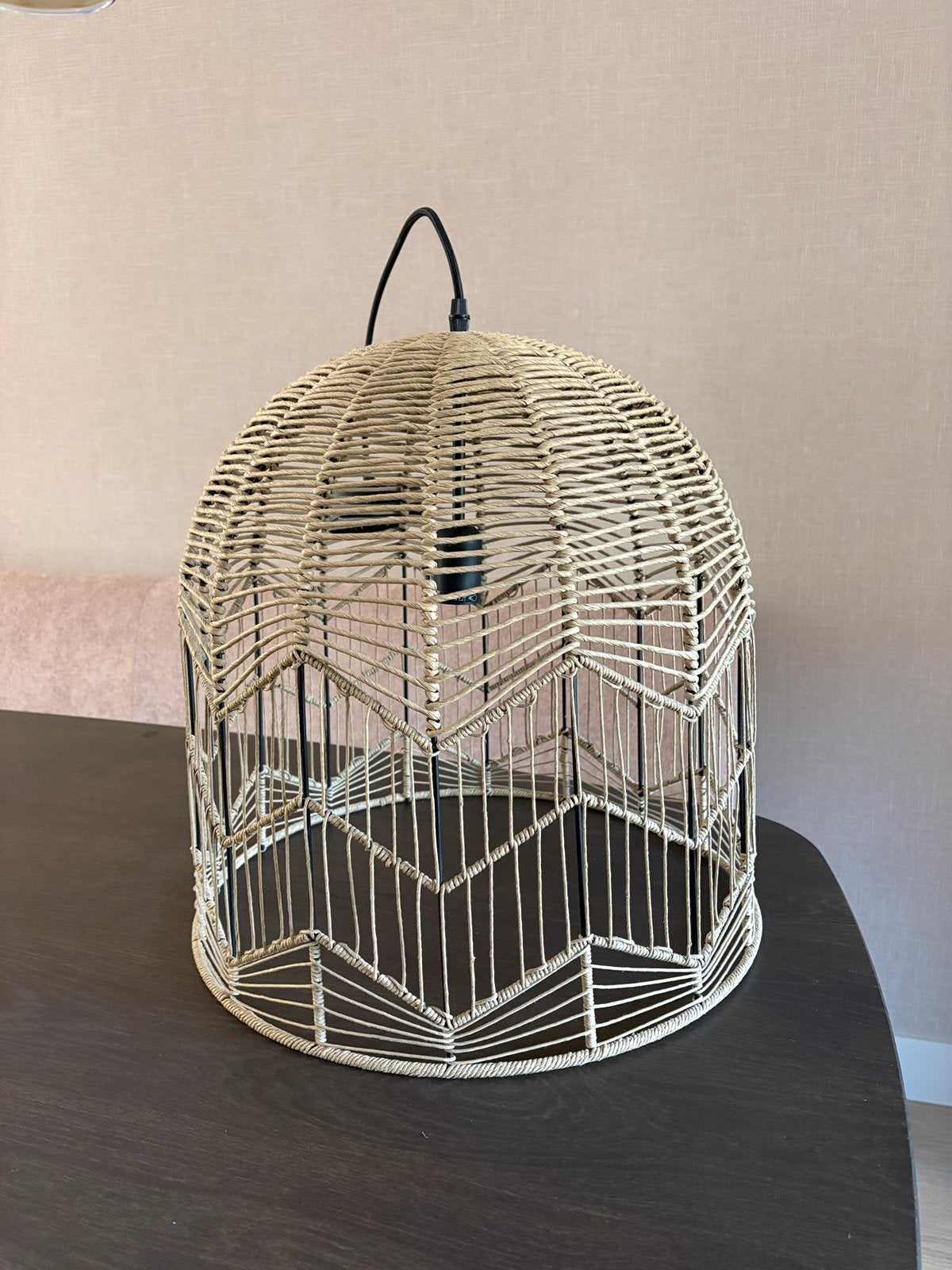 Prachtige hanglamp Kwantum, Huis en Inrichting, Ophalen of Verzenden, Zo goed als nieuw, Natuurlijk materiaal, E27 (groot)
