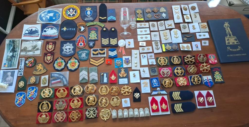Grote collectie militaire emblemen, insignes en meer, Ophalen of Verzenden, Nederland, Embleem of Badge