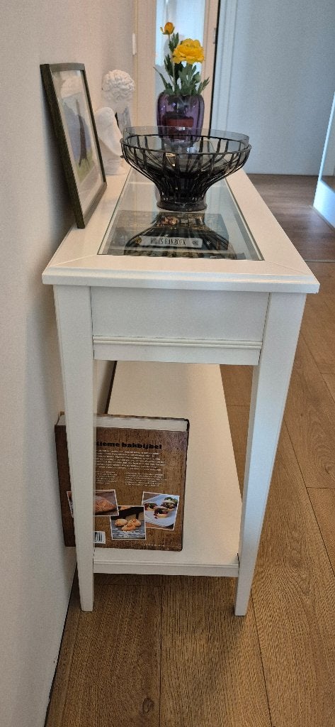 SET van 2x IKEA LIATORP Sidetable Wit met Glasplaat, Ophalen, Zo goed als nieuw, 75 cm of meer, 60 cm of meer