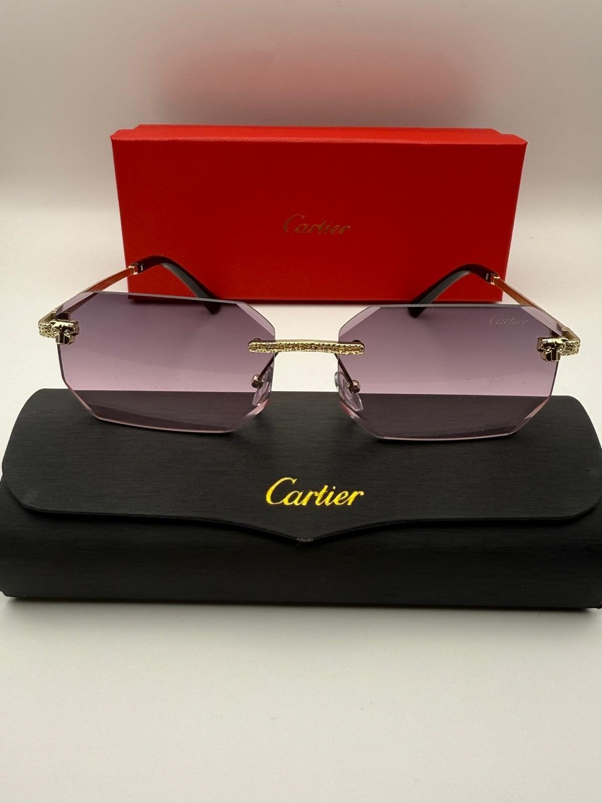 Cartier Zonnebril - Paars/Goud 4 voor 100, Overige merken, Zonnebril, Paars, Ophalen of Verzenden