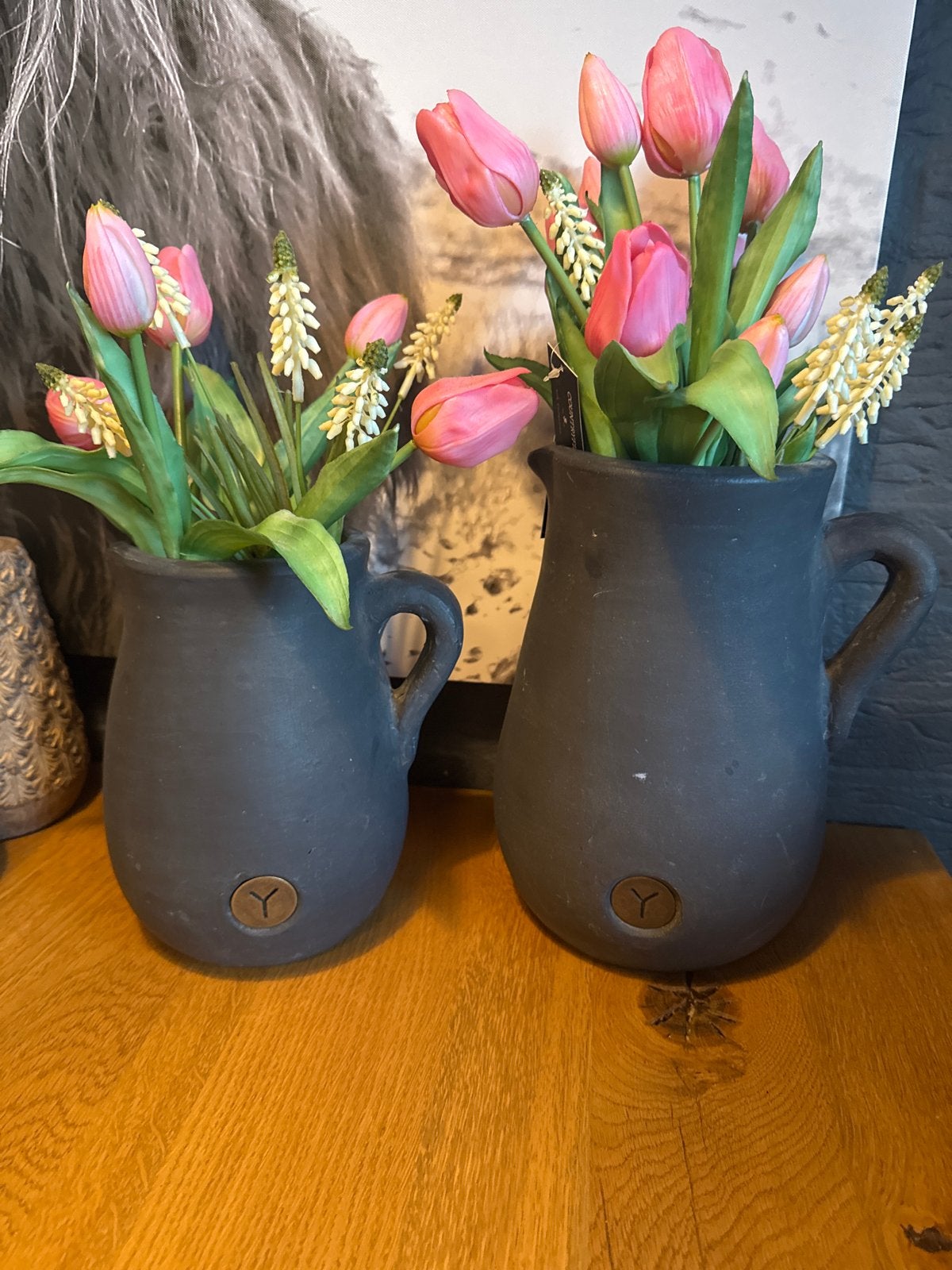 Brynxz vazen met kunstbloemen - Nieuwstaat, Binnen, Ophalen of Verzenden, Zo goed als nieuw, Meerkleurig