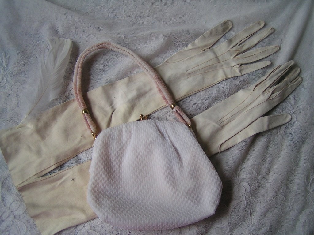 antiek bruidstasje nr BB 1315, Verzenden, Gedragen, Groen, Accessoires