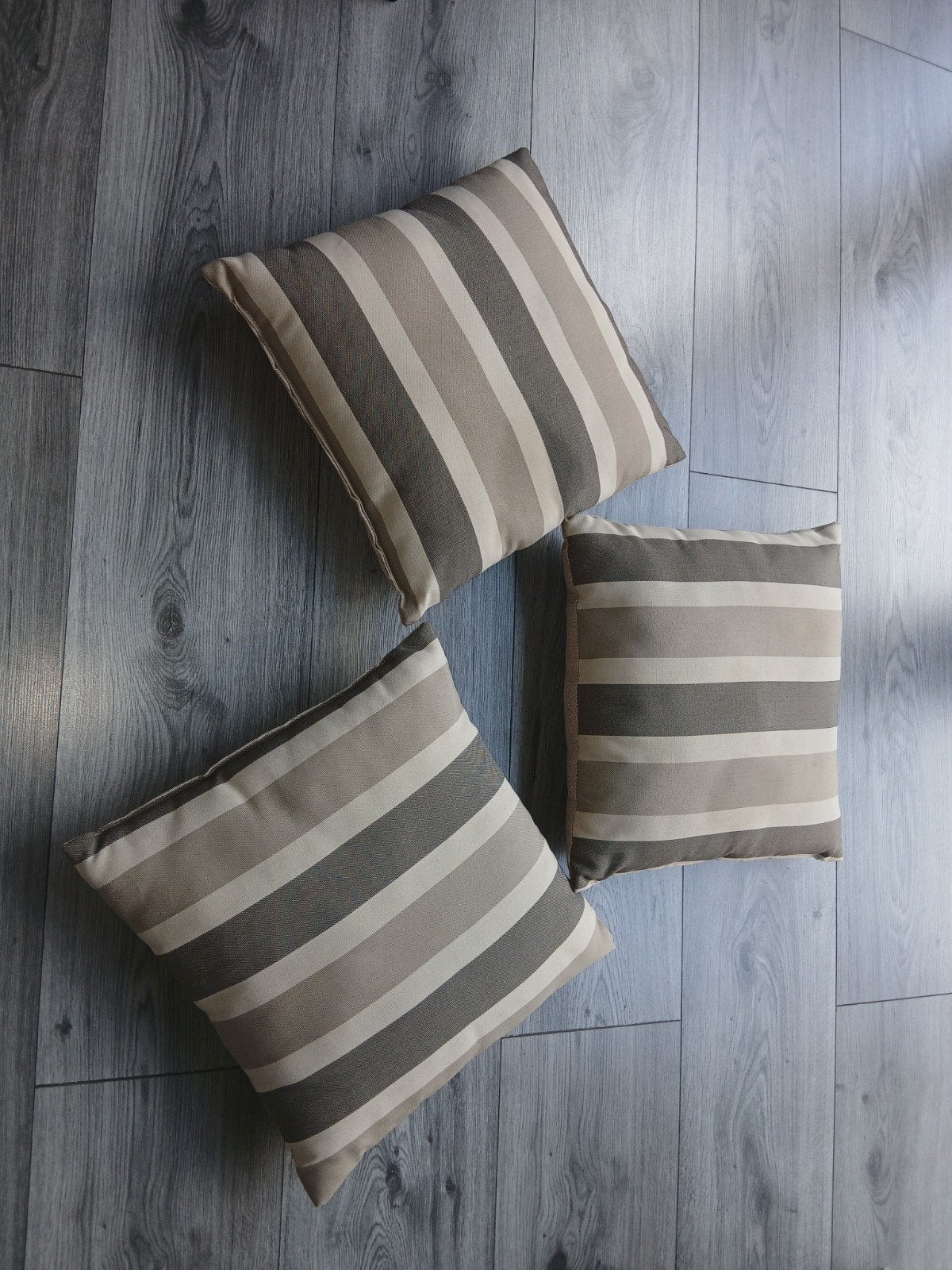 Set van 3 gestreepte sierkussens - Beige/Grijs, Overige merken, Meerkleurig, Vierkant, Ophalen of Verzenden