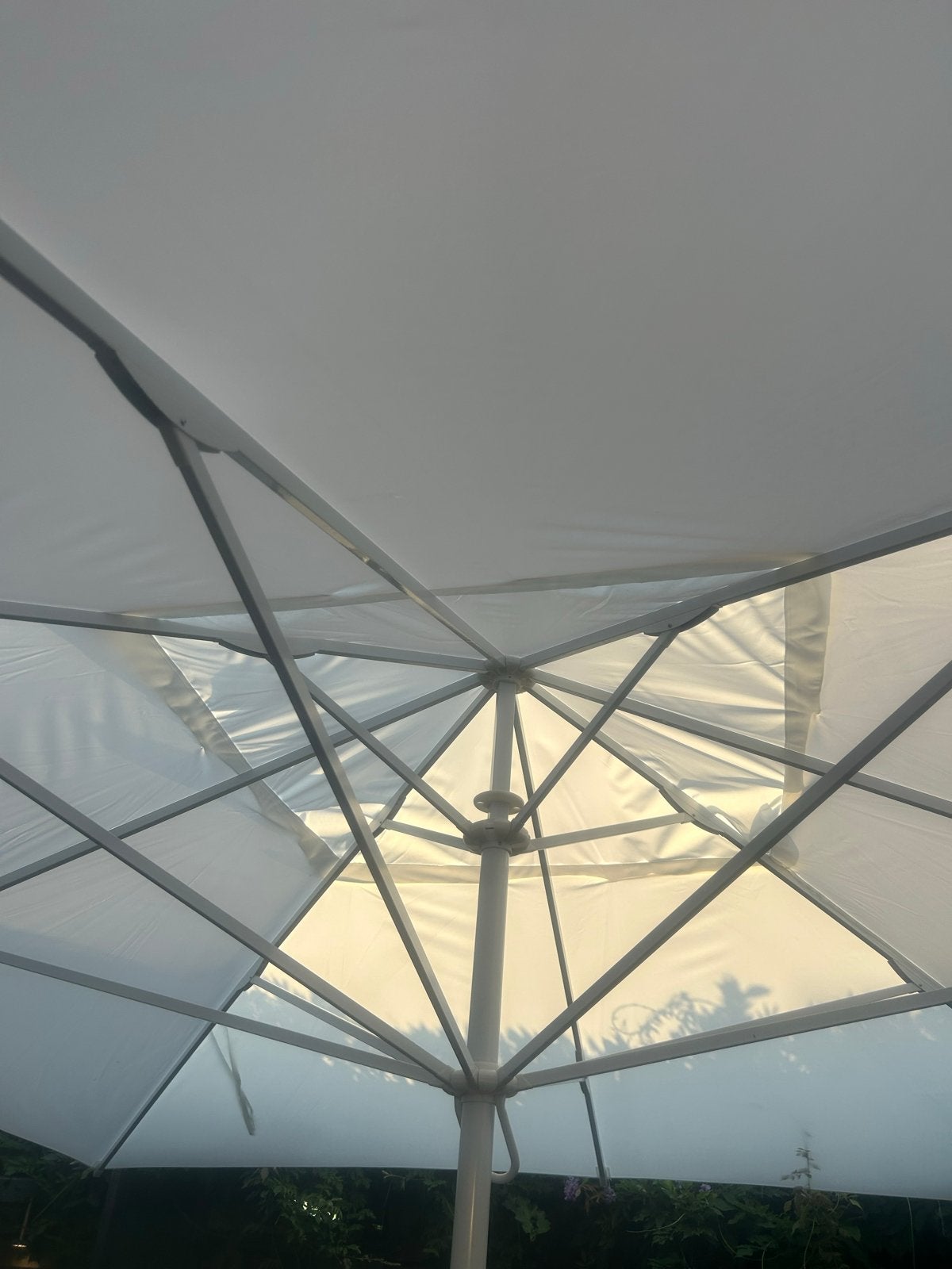 Witte Horeca Parasol 4x4m - Zo goed als nieuw, Tuin en Terras, Ophalen, Zo goed als nieuw, Waterdicht, Stokparasol