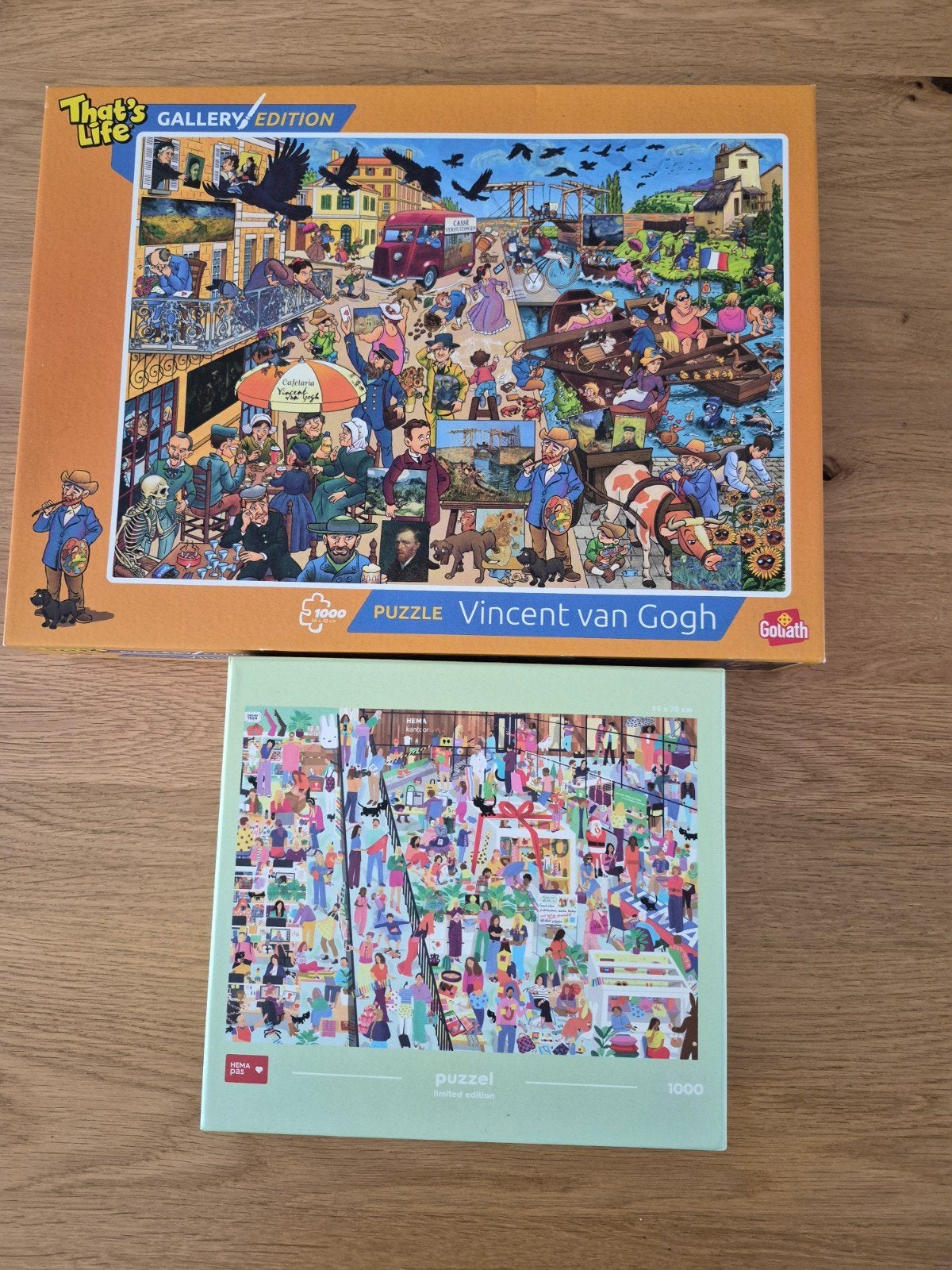 2 puzzels van 1000 stukjes, Hobby en Vrije tijd, Denksport en Puzzels, Ophalen, 500 t/m 1500 stukjes, Gebruikt, Legpuzzel