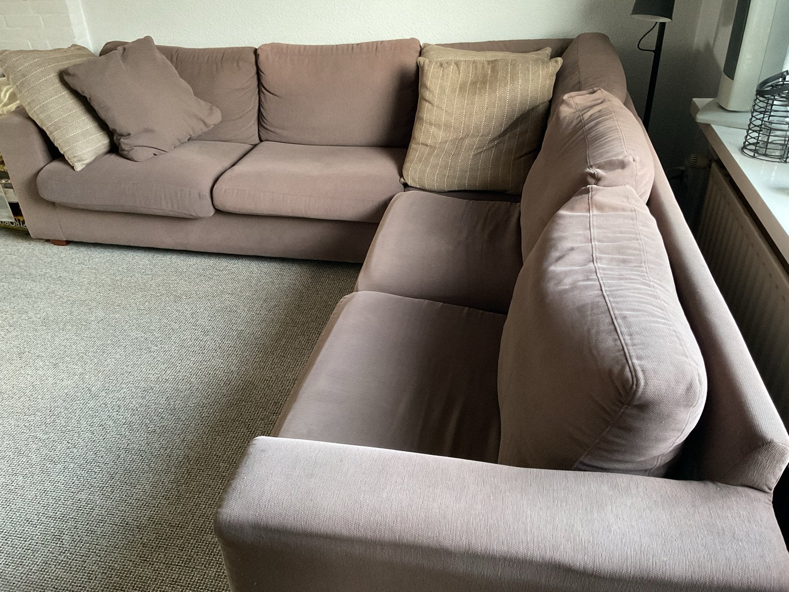 GRATIS Comfortabele hoekbank - Bruin - Gebruikt, Ophalen, Gebruikt, 100 tot 125 cm, Hoekbank