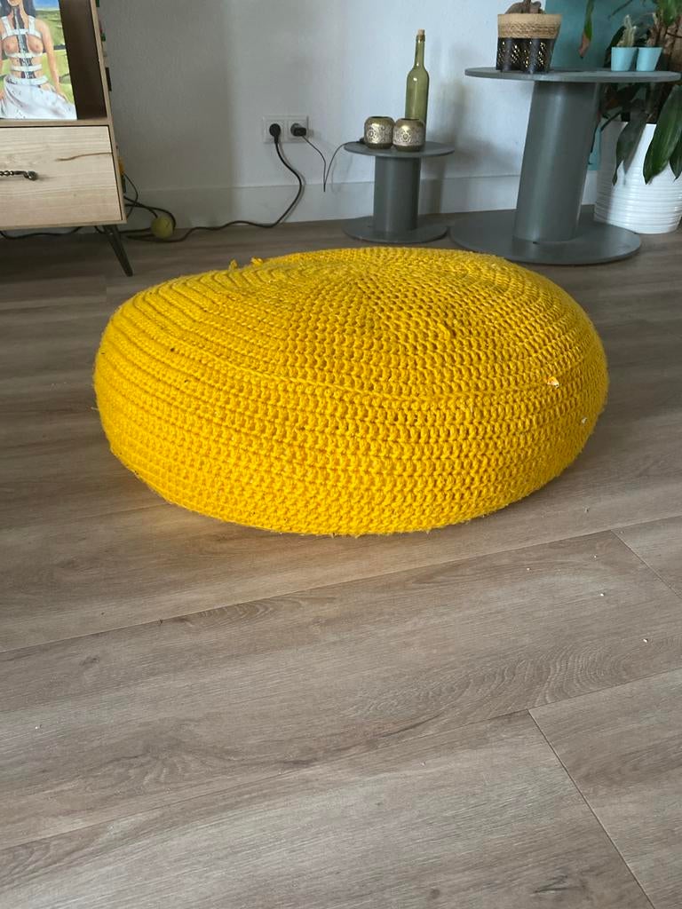 poef en krukje, Huis en Inrichting, Gebruikt, Rond, Minder dan 50 cm, Ophalen of Verzenden