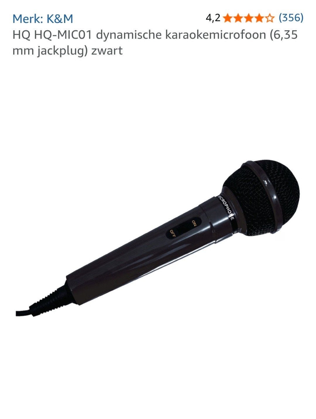 HQ HQ-MIC01 Dynamische Karaokemicrofoon (6,35 mm jackplug), Ophalen, Zo goed als nieuw, Zangmicrofoon
