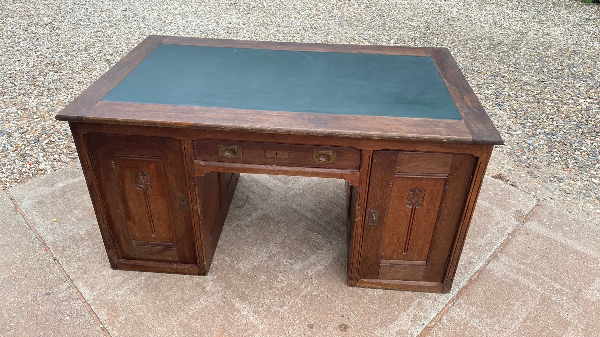 Antiek bureau bekleed met echt leer, Antiek en Kunst, Ophalen