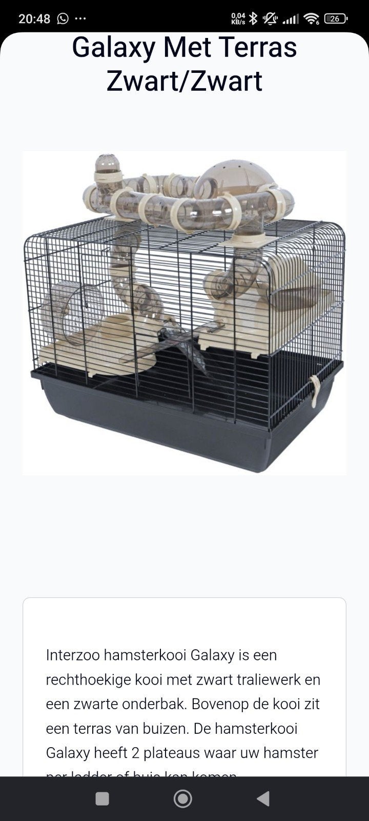 hamsterkooi Galaxy, Dieren en Toebehoren, Minder dan 60 cm, Gebruikt, Minder dan 75 cm, Ophalen of Verzenden