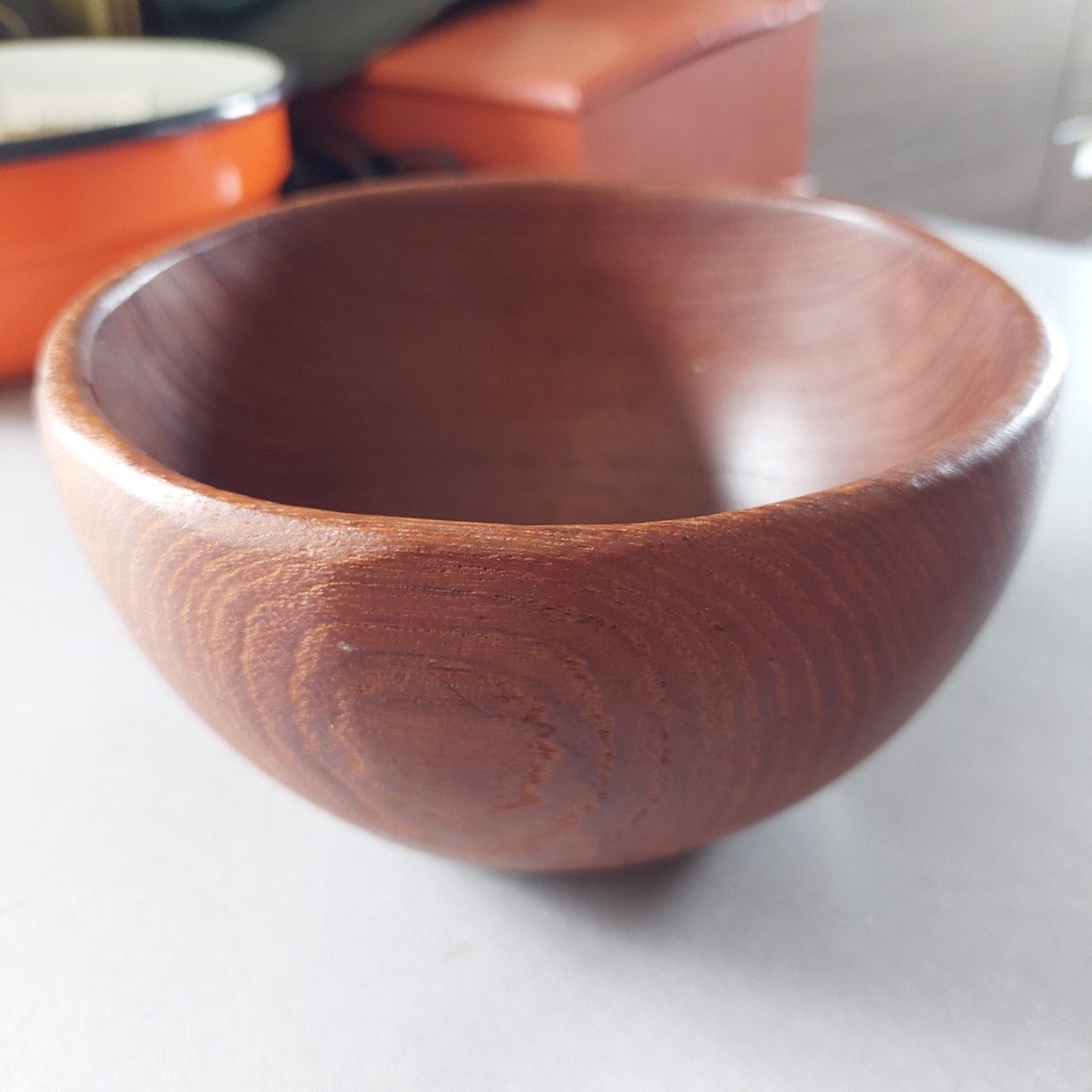 Vintage houten kom, teakhout, handgemaakt. igst., Huis en Inrichting, Ophalen of Verzenden, Rond, Hout
