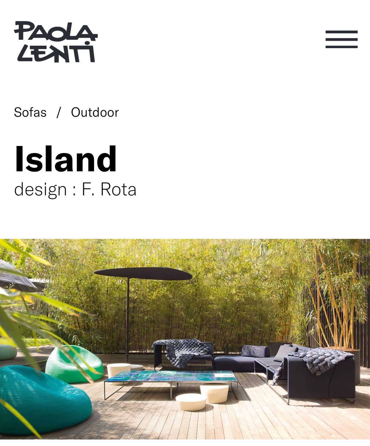 Paola lenti outdoor Island design Rota, Gebruikt, Ophalen of Verzenden, Loungeset, Bank