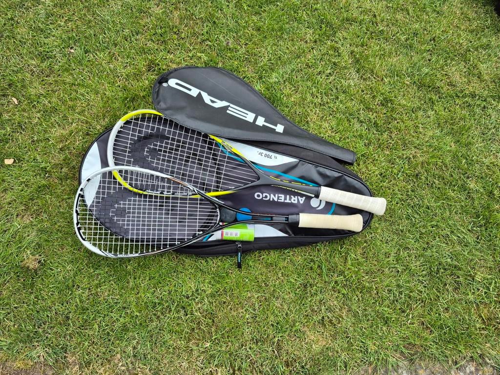 Squash set: 2 Head rackets, 3 balletjes, grote tas en hoes, Ophalen, Gebruikt, Racket, Met hoes
