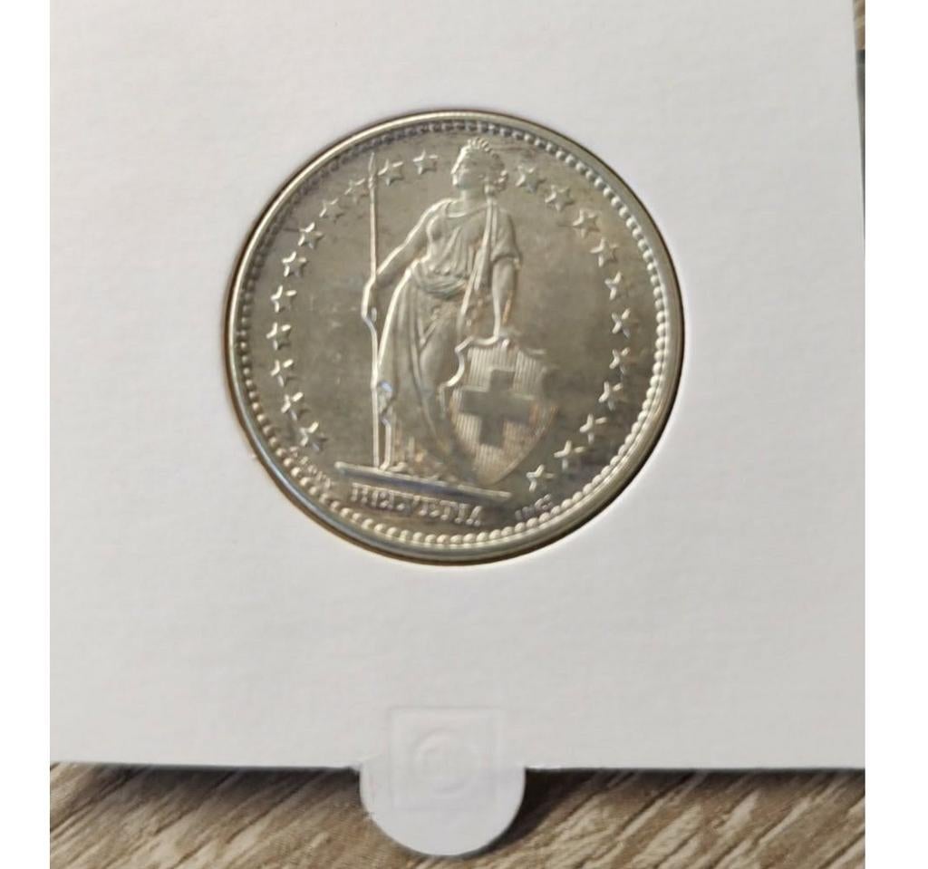 Zilveren Zwitserse 2 Franken munt 1965 Helvetia 10 gram, Ophalen of Verzenden
