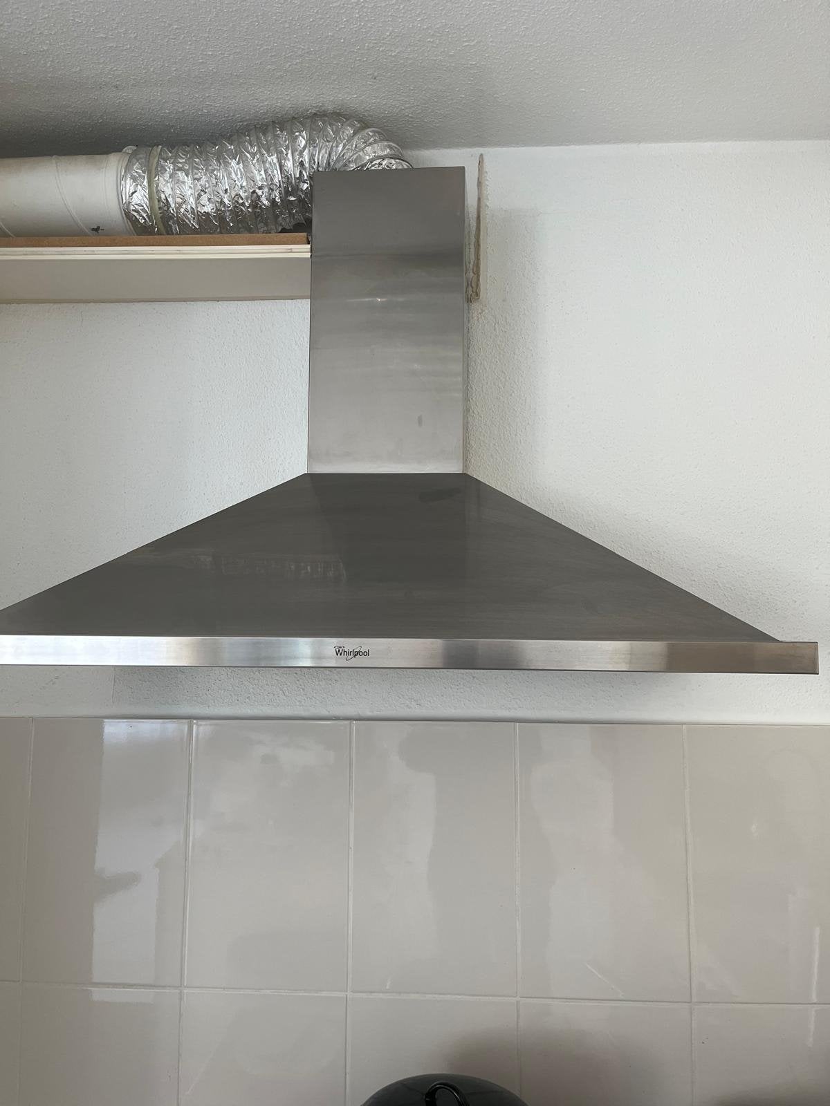 Whirlpool AKR 916 IX RVS Afzuigkap - Wandmodel, Ophalen, Gebruikt, Wandschouwkap, Vrijstaand