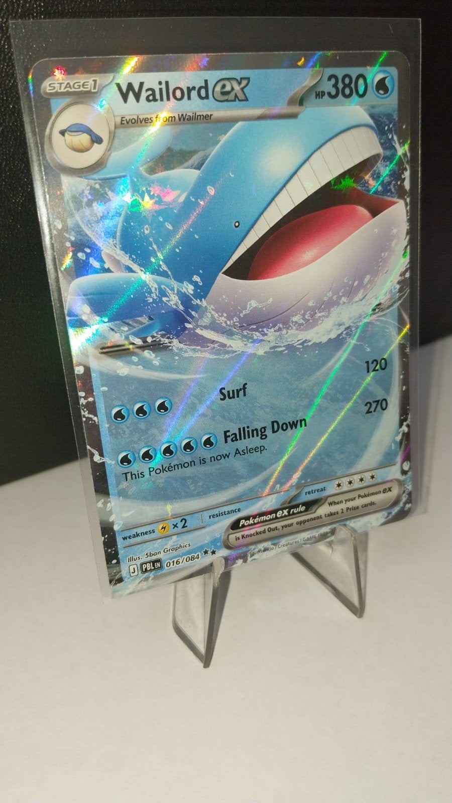 Wailord EX Pokémon 016/084 - Pitch Black, Ophalen of Verzenden, Zo goed als nieuw, Losse kaart, Foil