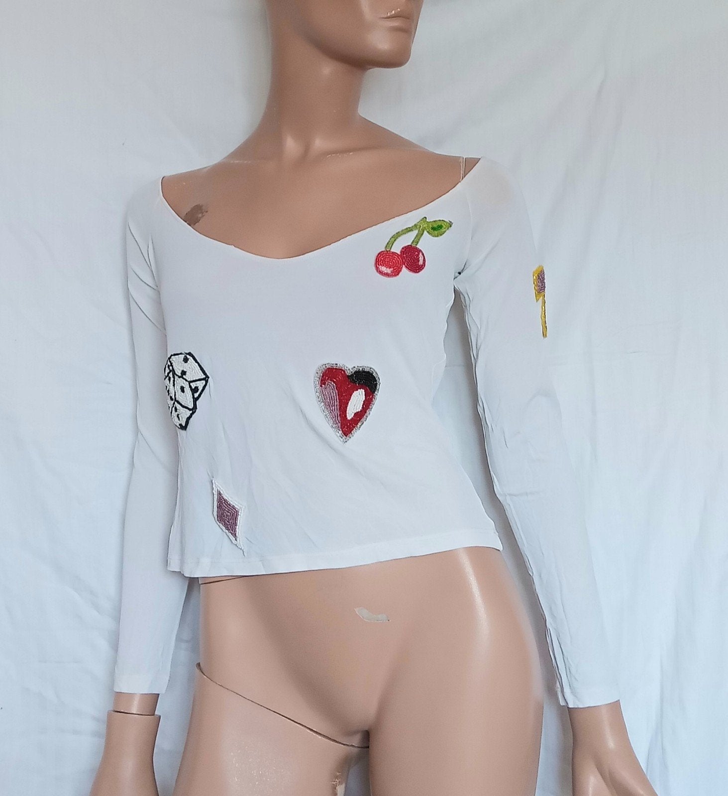 VERSACE Crop Top , Maat M, Ophalen of Verzenden, Zo goed als nieuw, Maat 38/40 (M), Wit