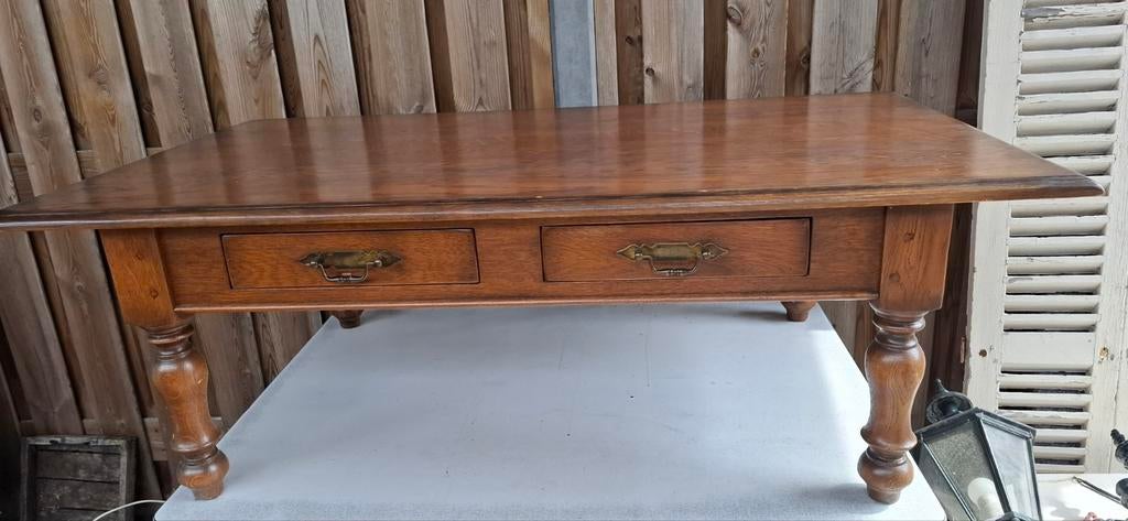 Massief eiken salontafel met lades, Ophalen of Verzenden