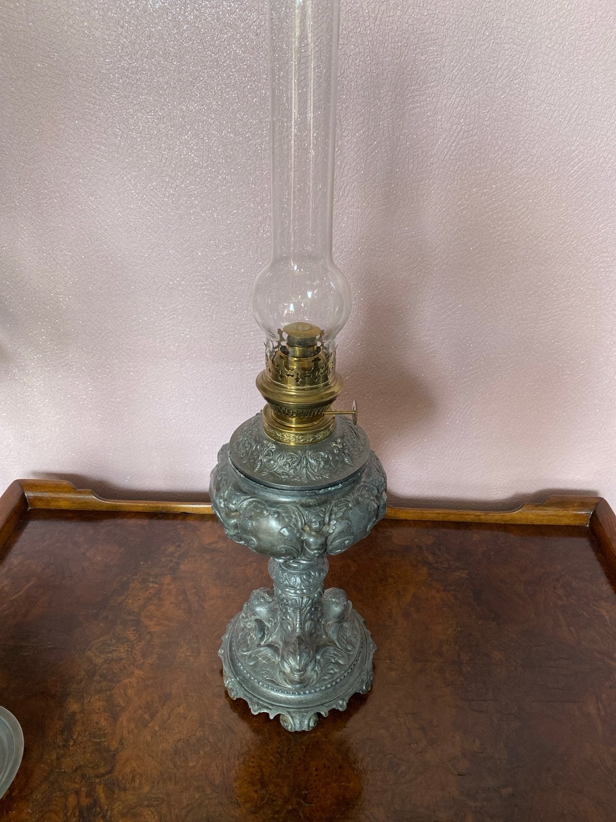 Antieke olielamp - 61 cm hoog, Antiek en Kunst, Antiek | Lampen, Ophalen