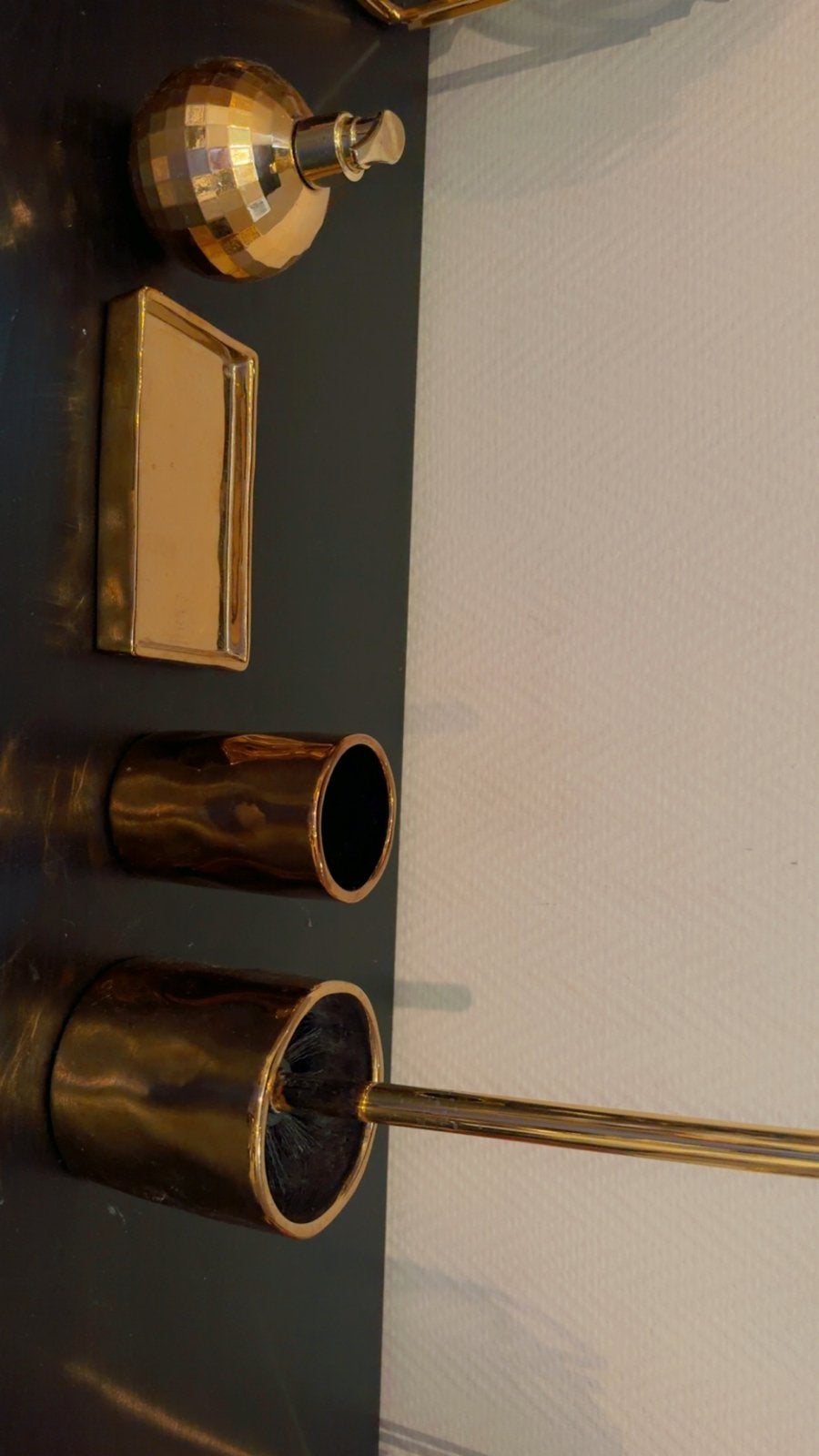 Gouden badkameraccessoires set, Overige merken, Zo goed als nieuw, Goud, Zeepdispenser/zeepbakje