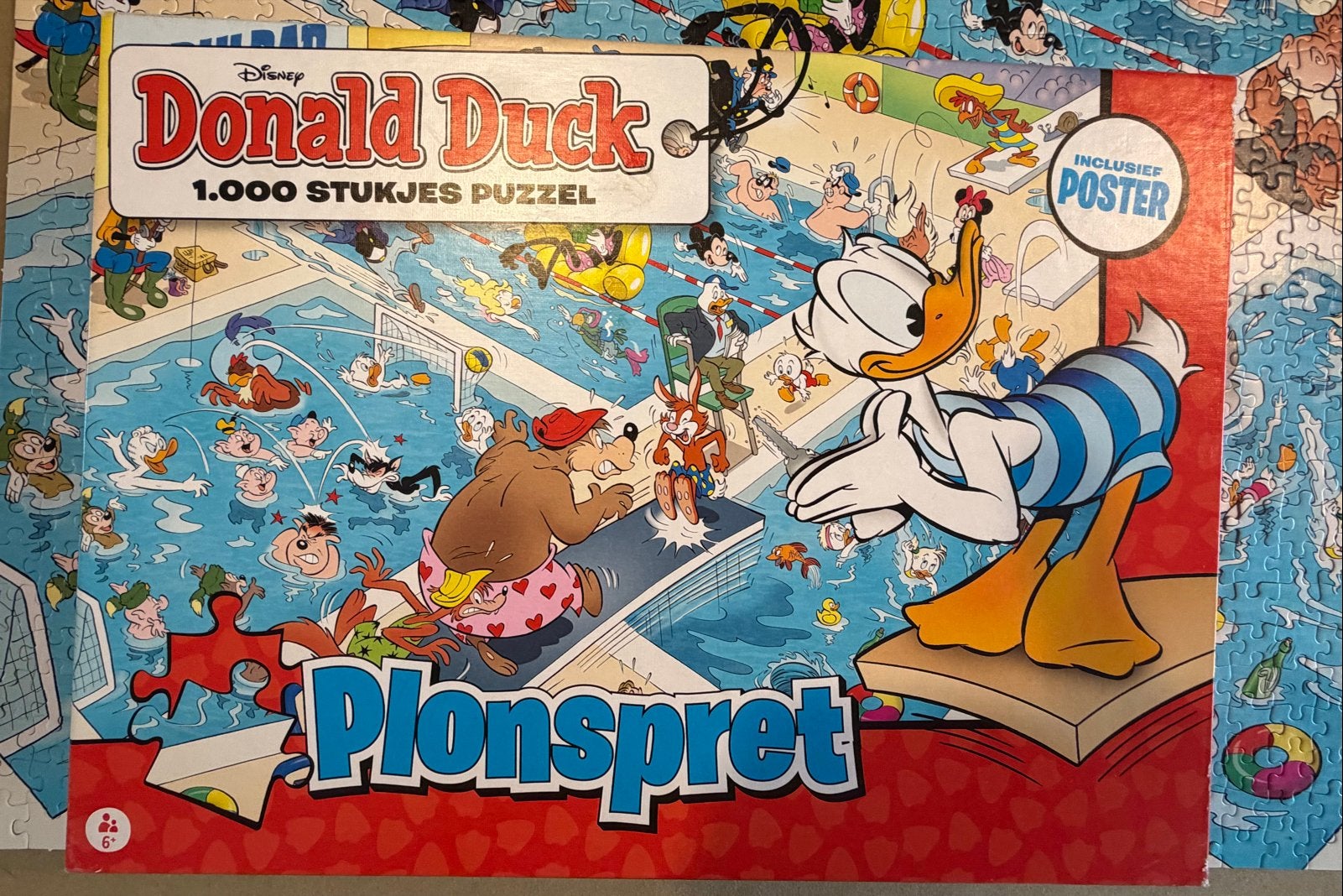 Disney Donald Duck Plonspret legpuzzel 1000 stukjes, Ophalen of Verzenden, 500 t/m 1500 stukjes, Gebruikt, Legpuzzel
