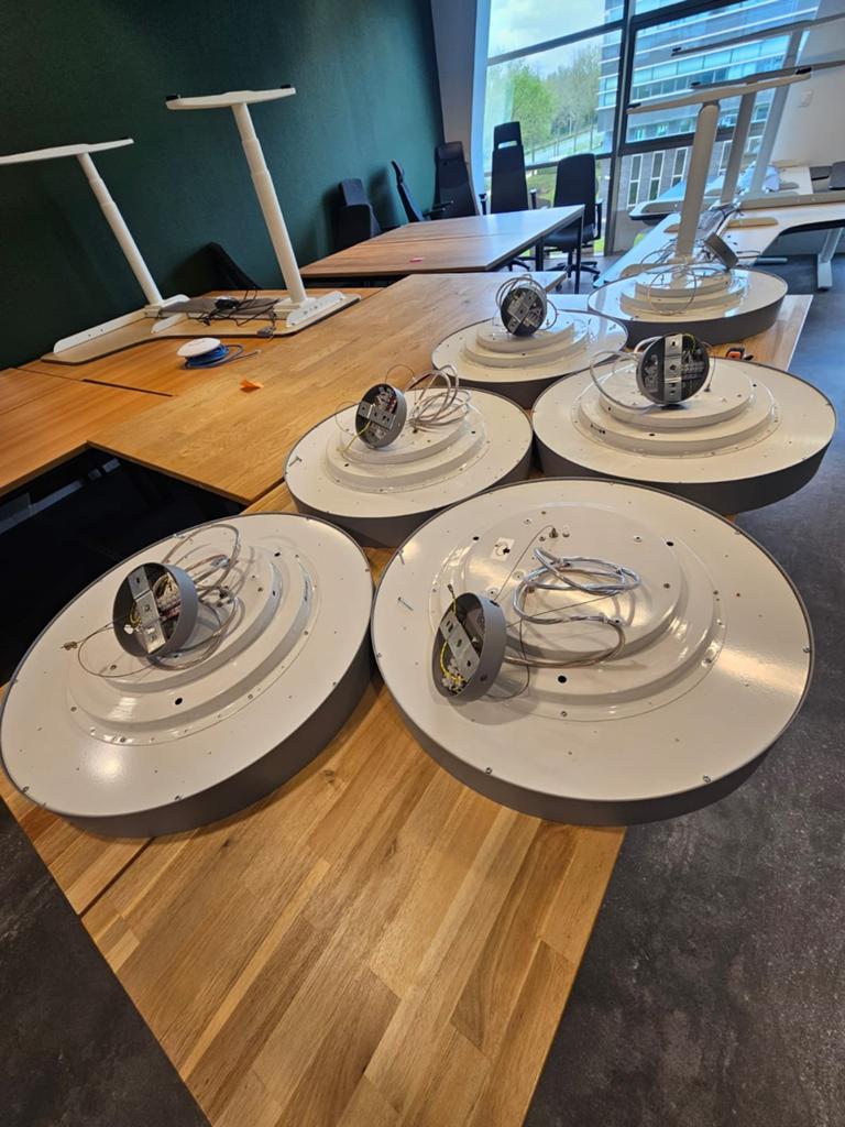 7x SLV Medo Studio XL Plafondlamp - Ø60cm, dimbaar LED, Ophalen, Zo goed als nieuw, Metaal