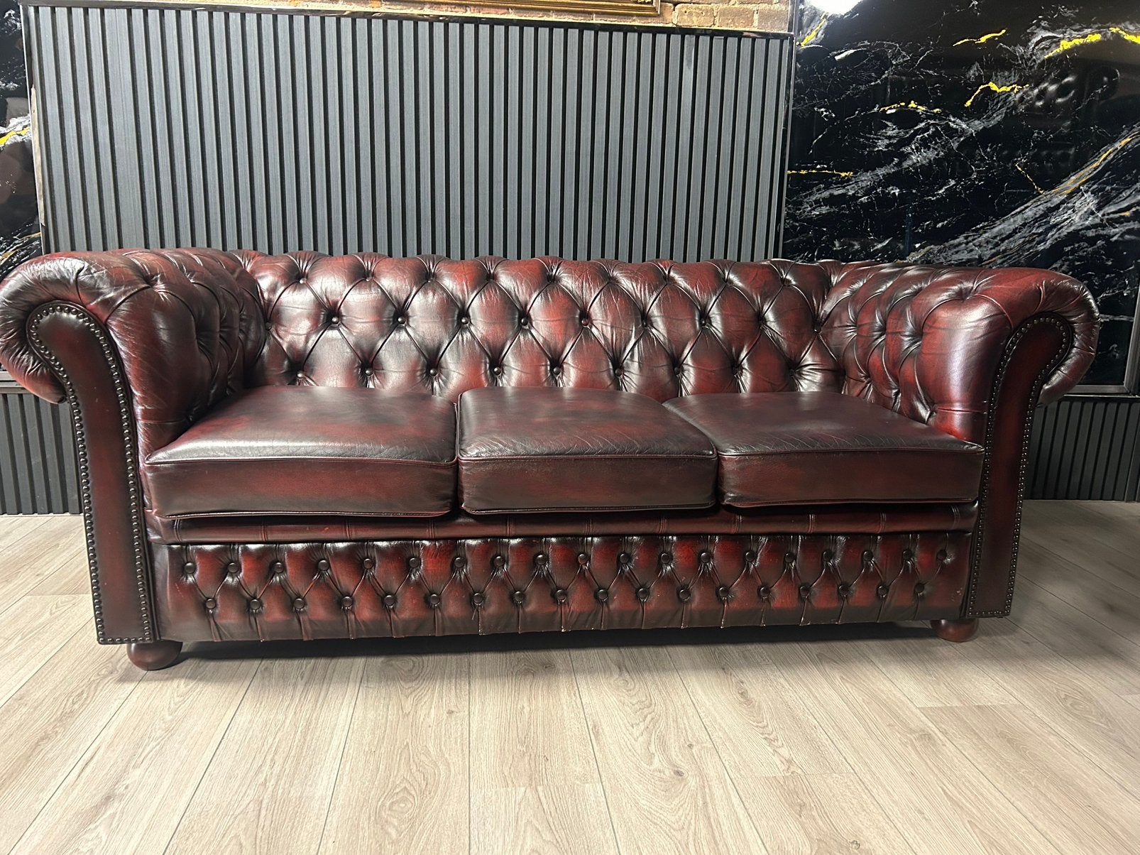 Chesterfield Lederen 3 Zits Bank !!!, Ophalen of Verzenden, Zo goed als nieuw, 75 tot 100 cm, 200 tot 250 cm