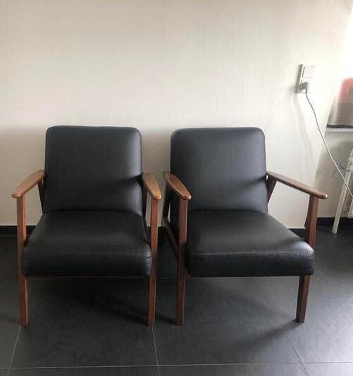 Set van 2 IKEA fauteuils Jonsbyn zwart, Huis en Inrichting, Fauteuils, Ophalen, Minder dan 75 cm, Zo goed als nieuw, 50 tot 75 cm