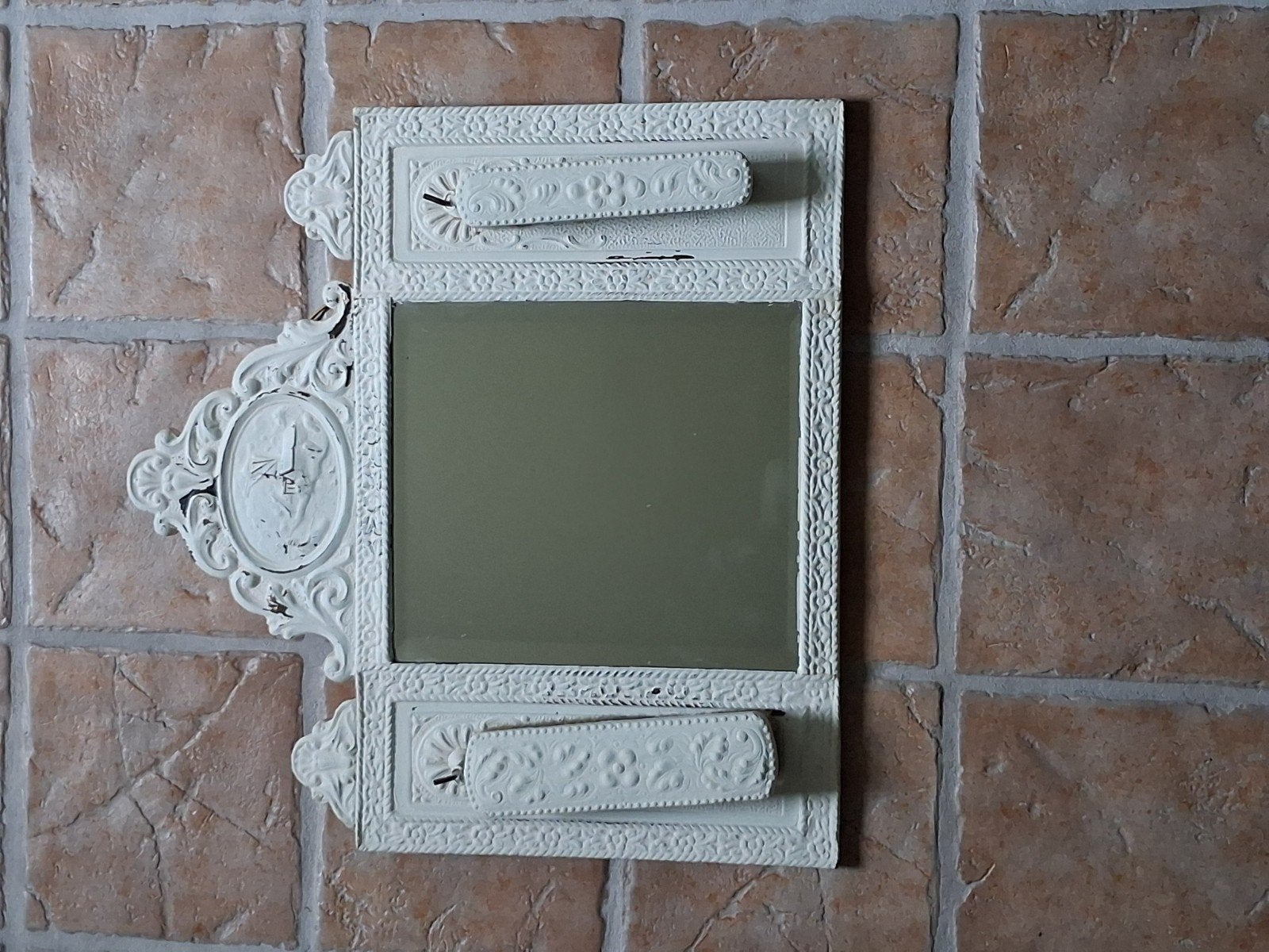 Brocante spiegel., Ophalen of Verzenden, Rechthoekig, Minder dan 50 cm, Minder dan 100 cm