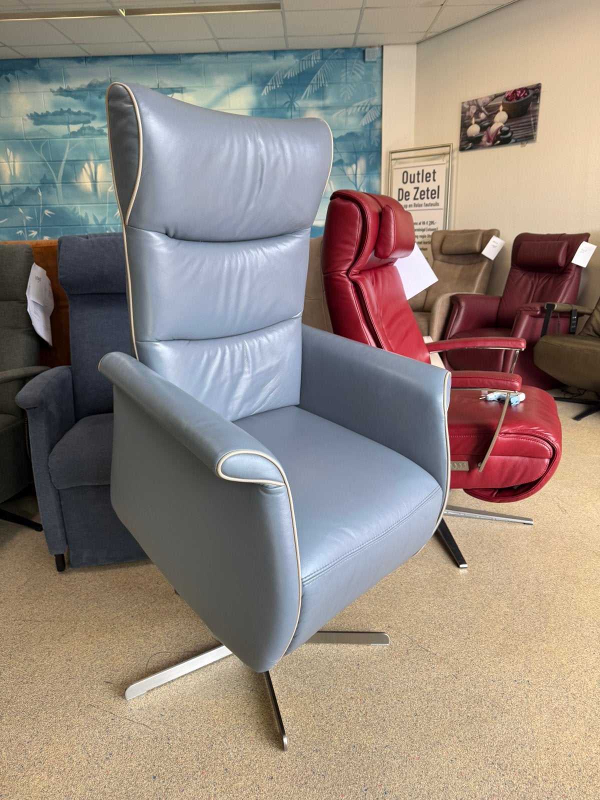 Prominent sta op stoel relax fauteuil relaxfauteuil, Ophalen of Verzenden, Leer, Gratis bezorging regio Utrecht