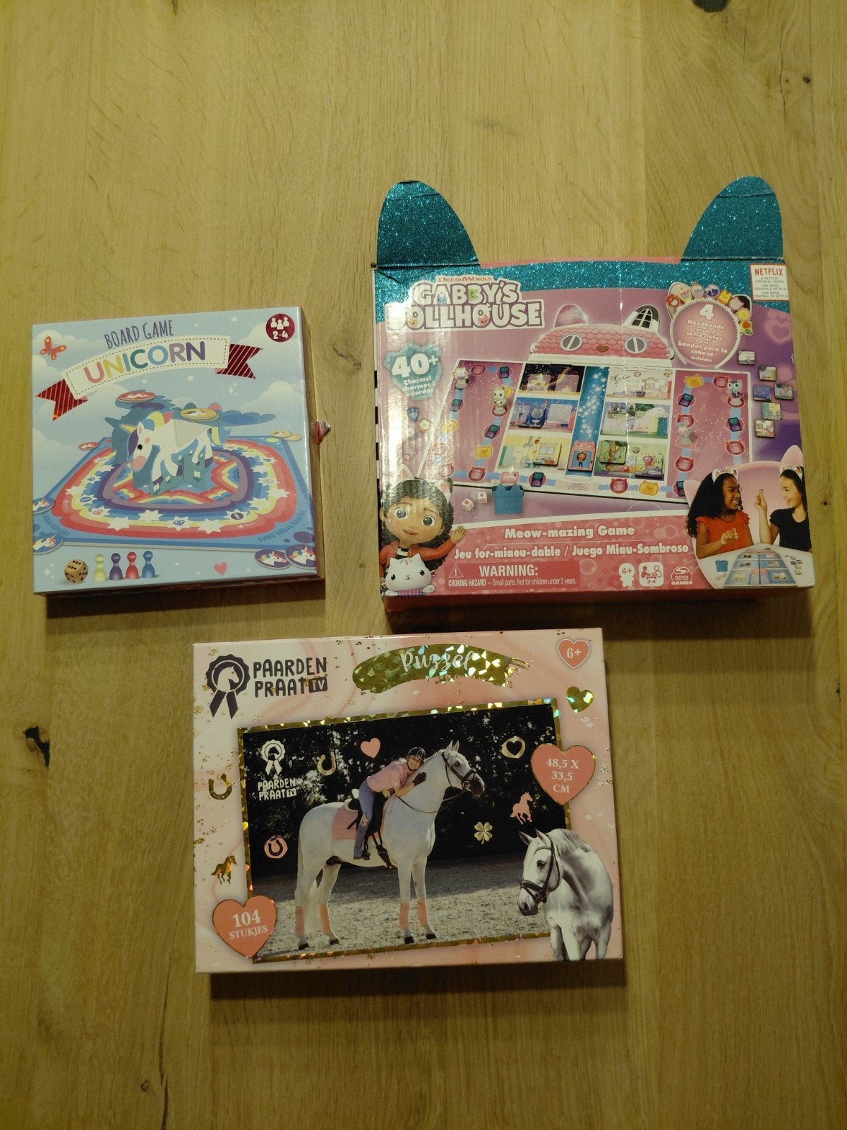 Spellenpakket: Gabby Dollhouse, Paardenpuzzel & Unicornspel, Ophalen of Verzenden, Gebruikt, Meisje