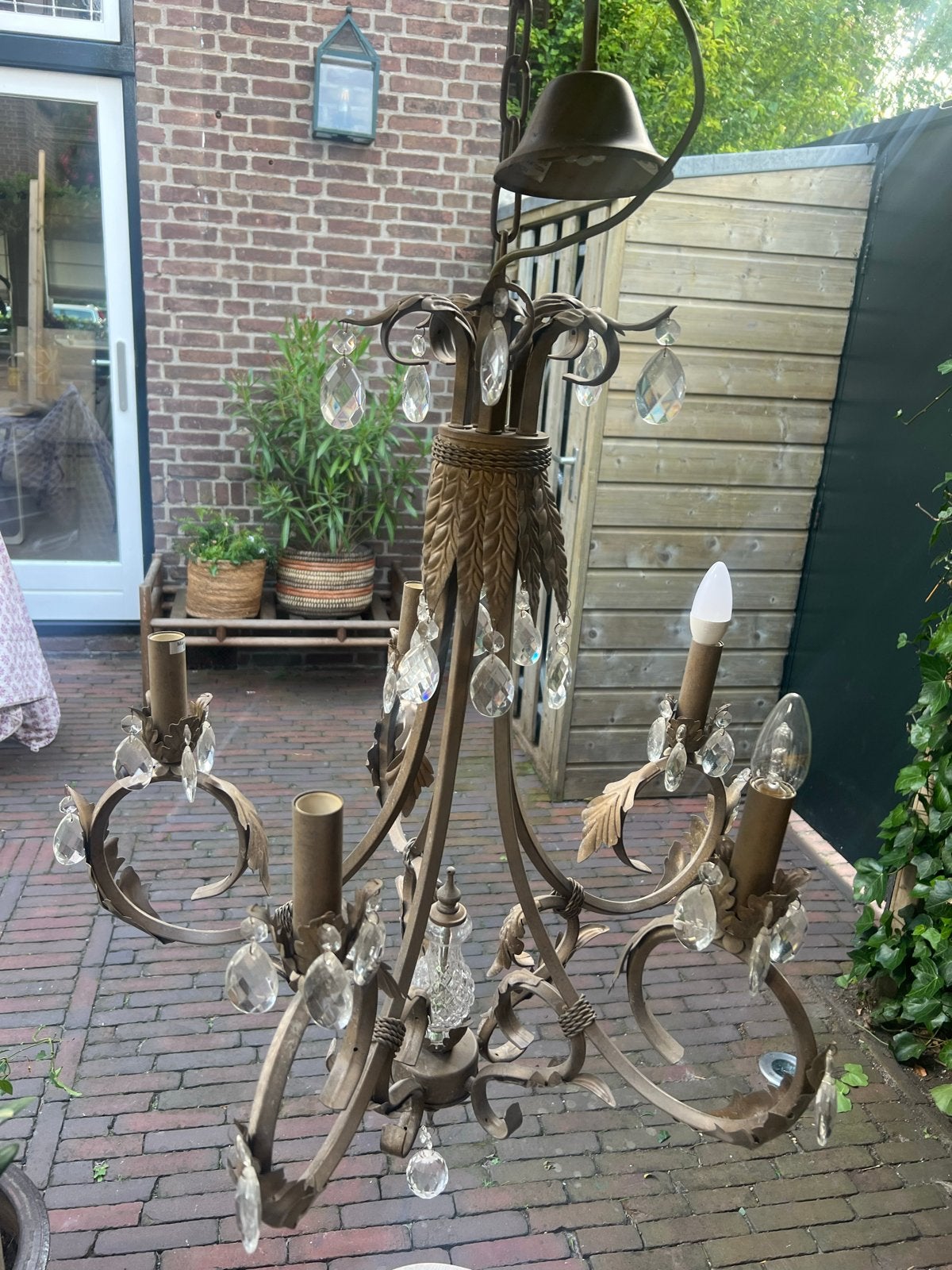 Vintage Kroonluchter met Kristallen, Ophalen