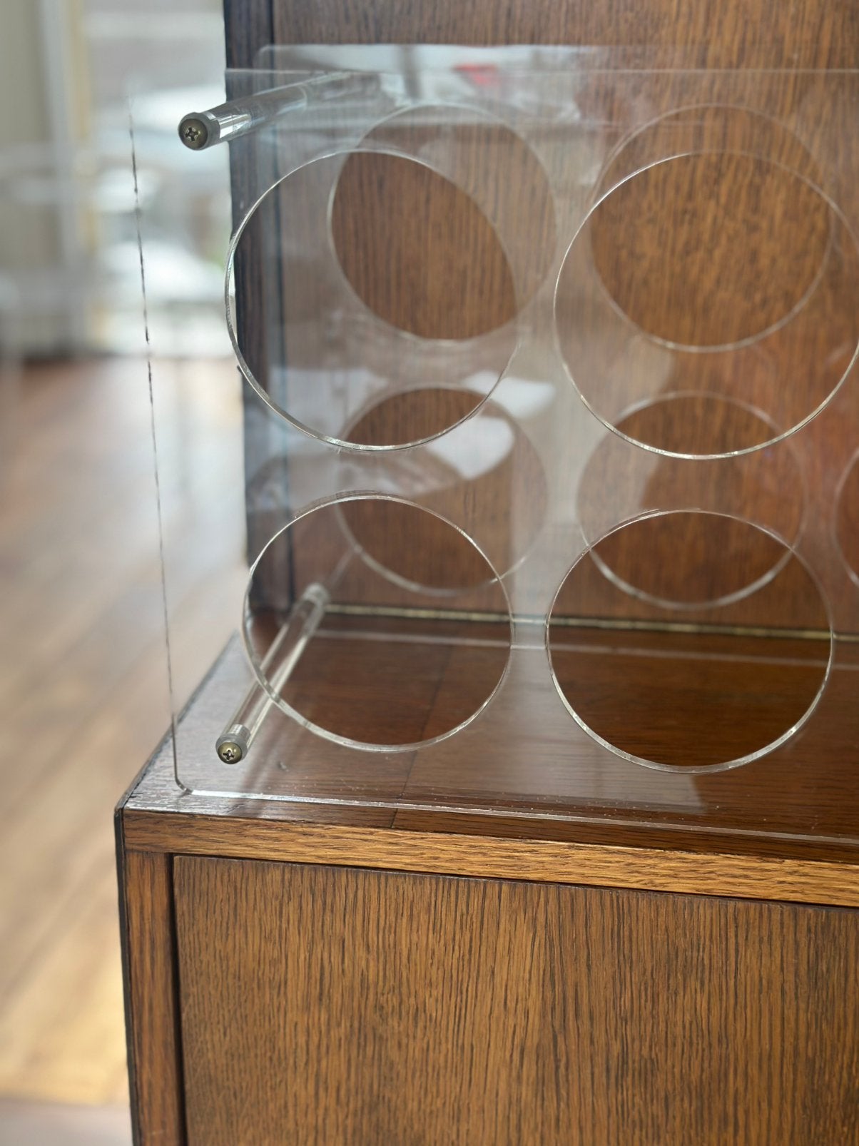 Plexiglas wijnrek Acryl Midcentury Vintage 6 flessen, Kunststof, 5 tot 15 flessen, Ophalen of Verzenden, Zo goed als nieuw