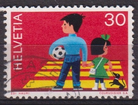 Zwitserland 1969 Veilig Verkeer Zebrapad Kinderen, Verzenden, Gestempeld, Overige thema's