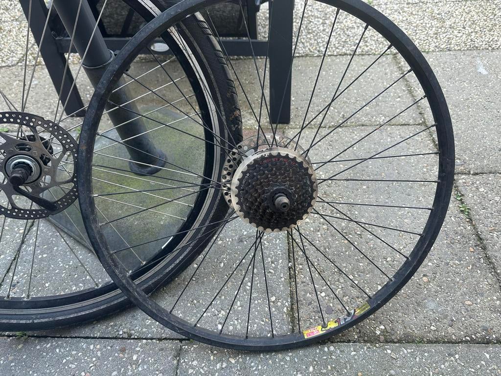 Fietswielen set - Voor- en achterwiel met schijfrem 26, Fietsen en Brommers, Fietsonderdelen, Wiel, Gebruikt, Ophalen of Verzenden