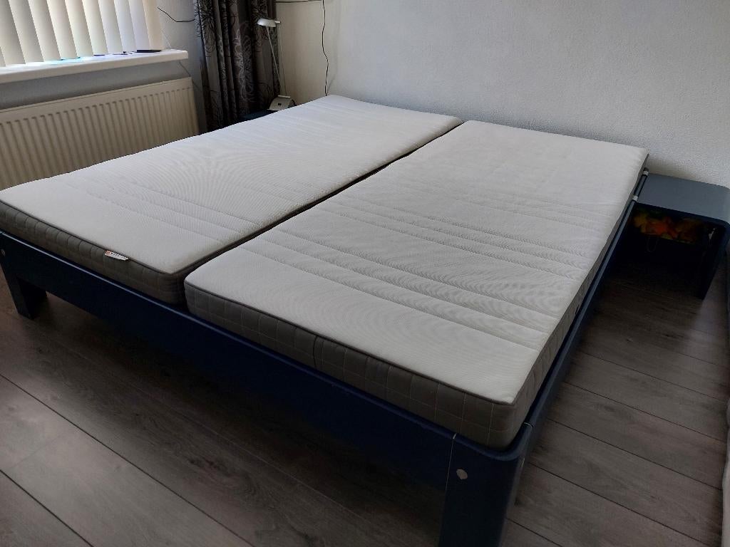 Auping Auronde bed 180 x 200 cm, Ophalen, Gebruikt, Blauw, Tweepersoons