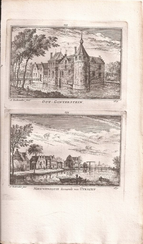 Out - Gunterstein 1612 Nieuwersluis komende van Utrecht 1670, Stadsgezicht, Ophalen of Verzenden, 15 cm, 11 cm