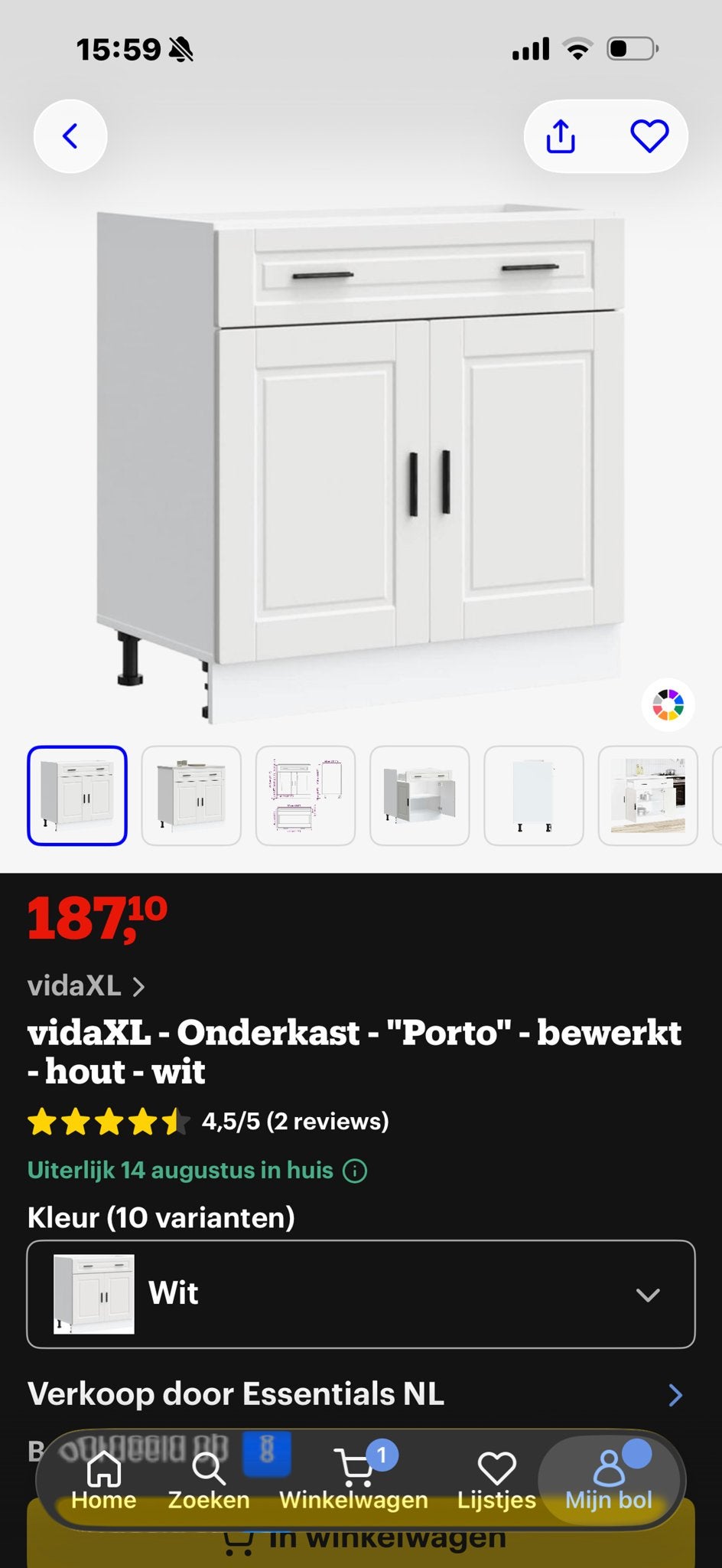 Witte keukenkast van vidaXL, Huis en Inrichting, Ophalen of Verzenden, Zo goed als nieuw