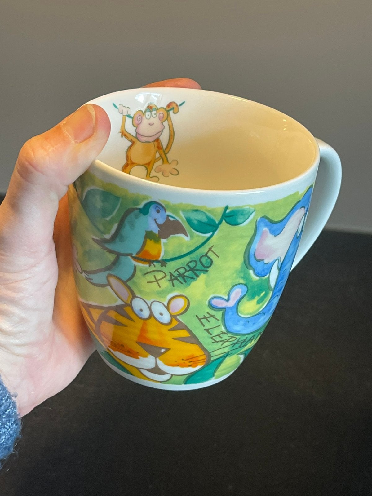 Prachtige XL beker met kleurrijke dieren. I. Dake en Zn., Huis en Inrichting, Ophalen of Verzenden, Zo goed als nieuw, Overige stijlen