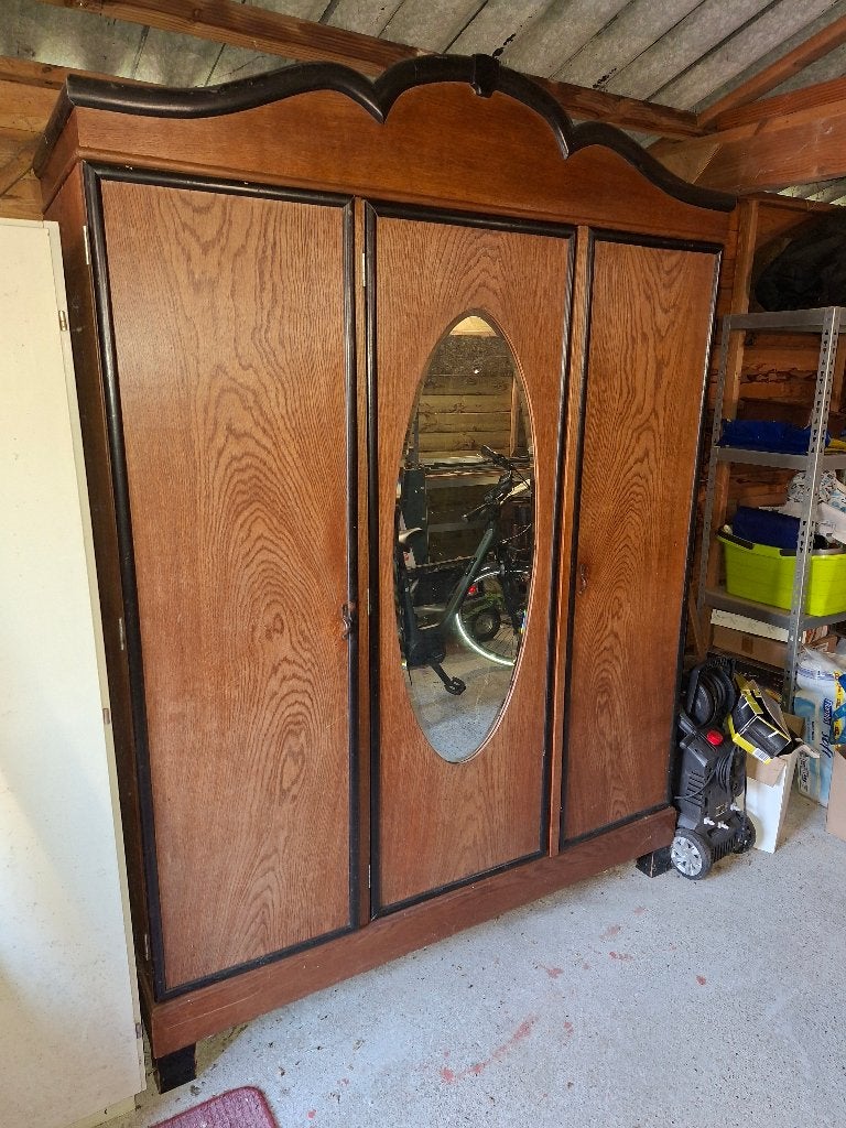 Antieke eiken kast met spiegel, Antiek en Kunst, Ophalen