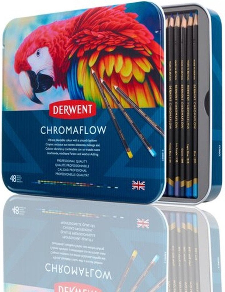 Derwent chromaflow kleurpotloden in blik - 48 potloden, Hobby en Vrije tijd, Tekenen, Nieuw, Potlood of Stift, Derwent, Derwent
