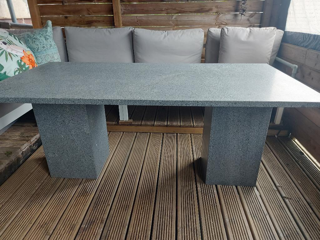 Granieten tuintafel, Tuin en Terras, Tuintafels, Ophalen, Zo goed als nieuw, Rechthoekig, Overige materialen