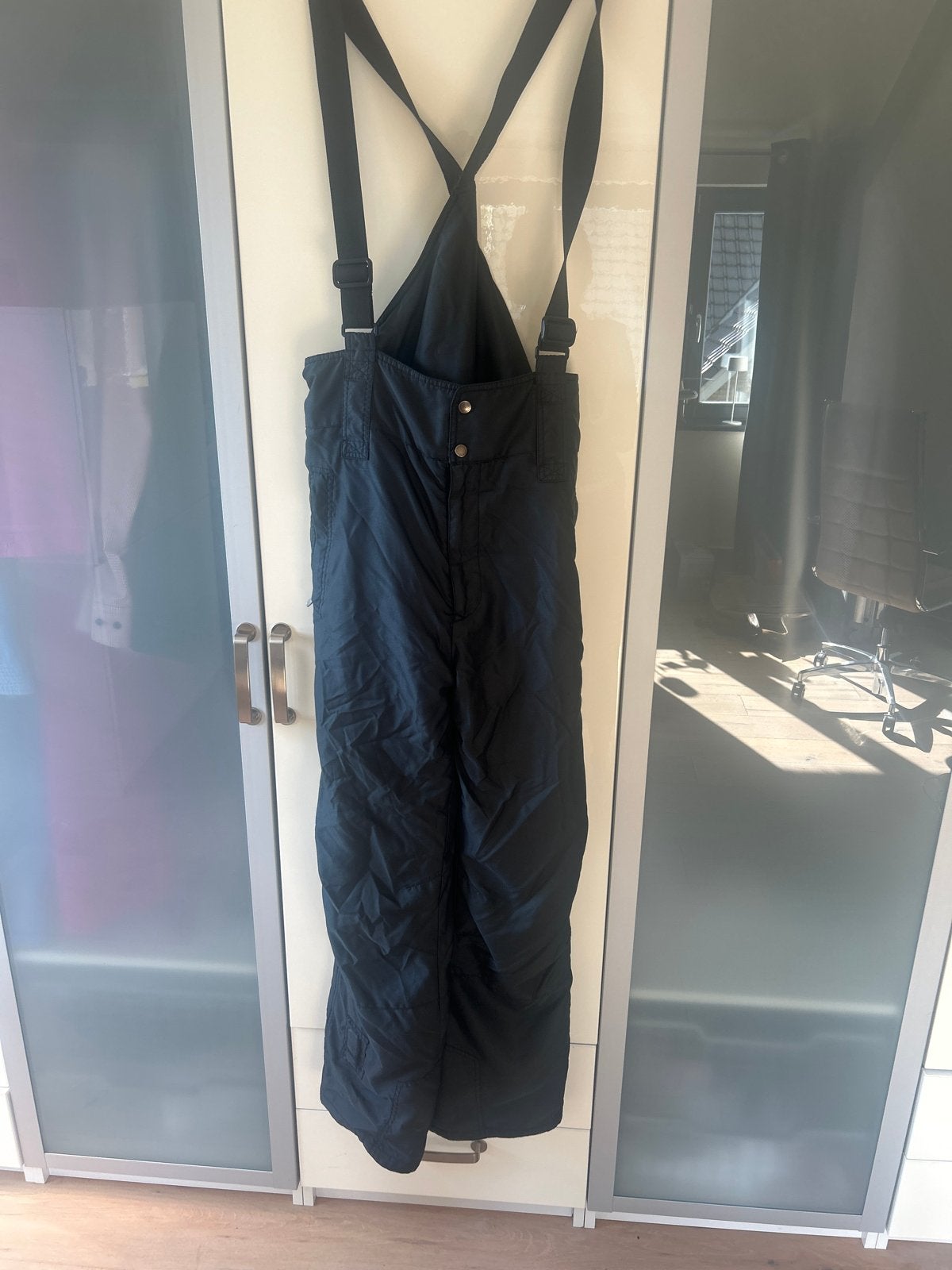 Zwarte skibroek met bretels - Maat 51, Ophalen, Gedragen, Maat 42/44 (L), Broek